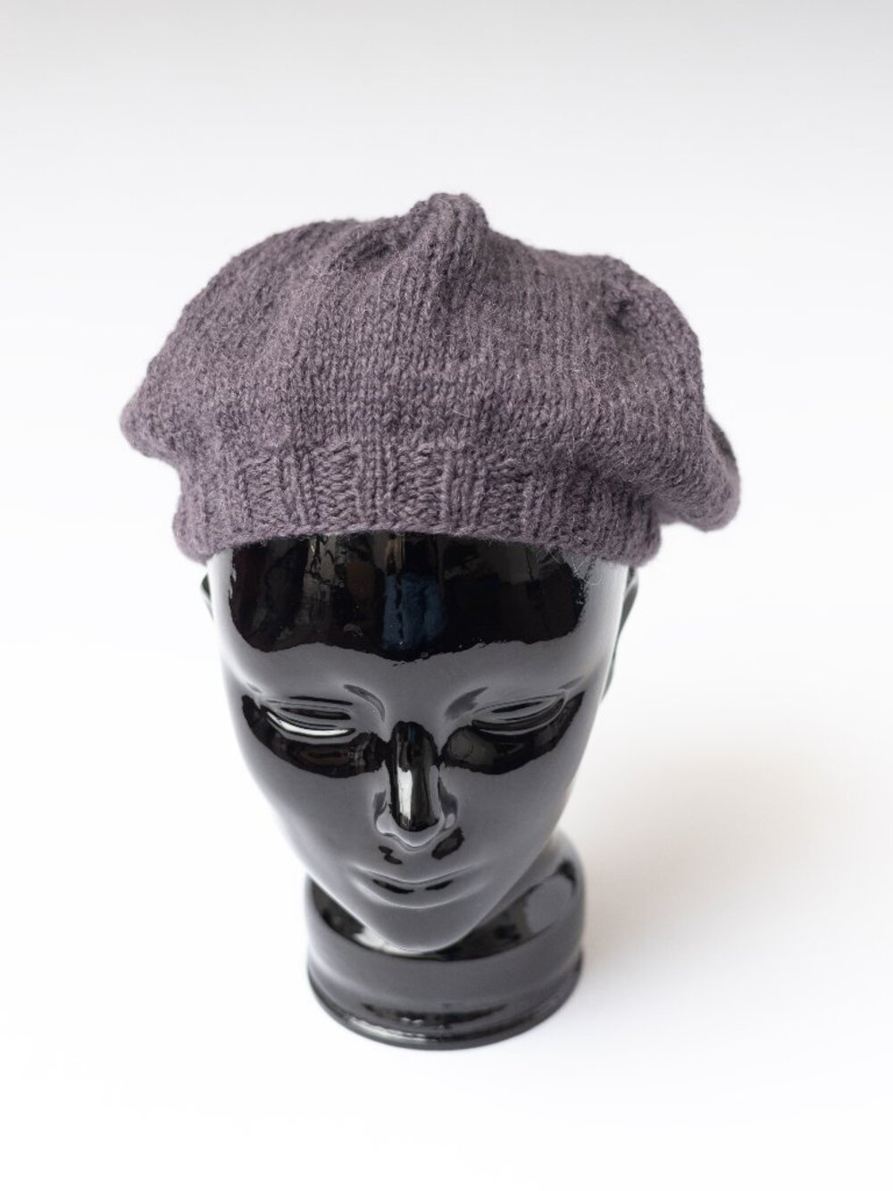 Hand Knit Merino Wool, Alpaca and Acrylic Dusty Purple Beret